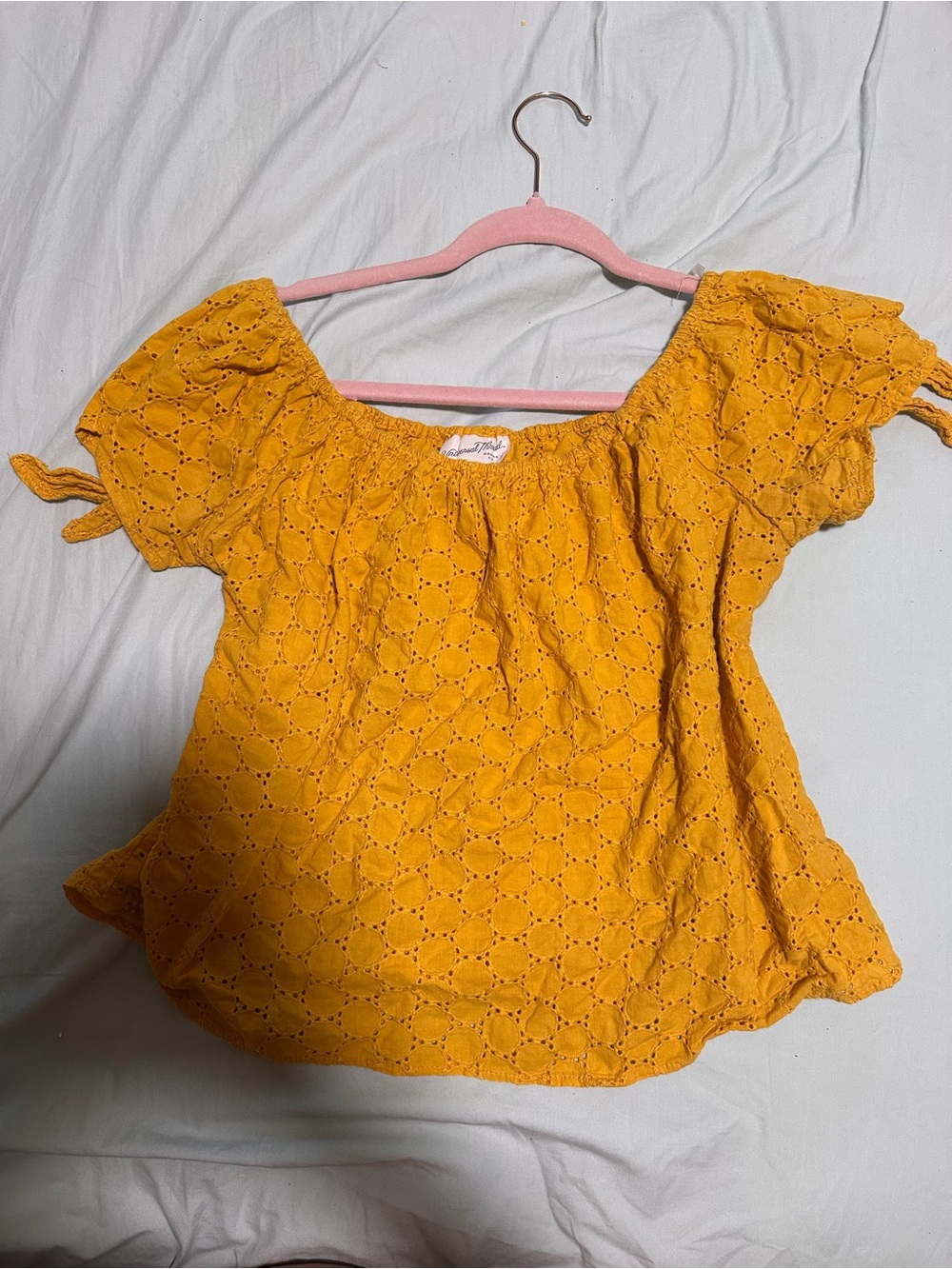 Universal Thread Mustard Eyelet Off-Shoulder Blouse